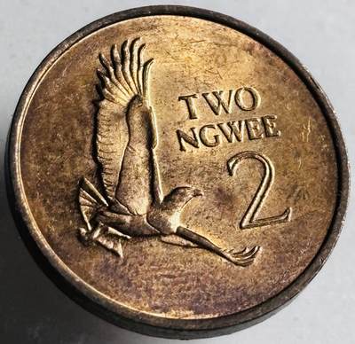 文馨钱币收藏第 272 场， 长期接收代拍品 - 原铜光美品 1983 年赞比亚 2 恩伟，第二版关门年 只发行两年