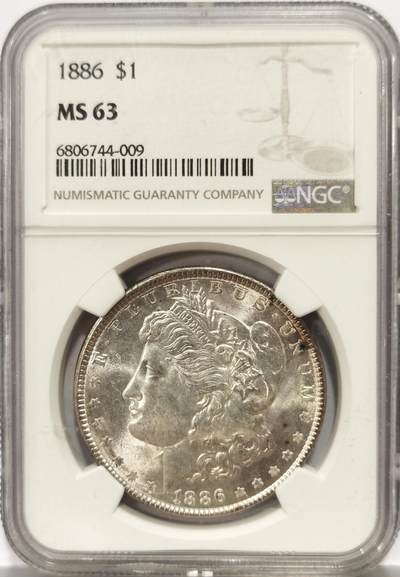 博洋堂世界钱币拍卖第140期（全场包邮） - NGC MS63 美国1886年摩根大银币 费城造币厂 光度一流 状态很好 63分收藏入门分数 美系爱好者必备之选