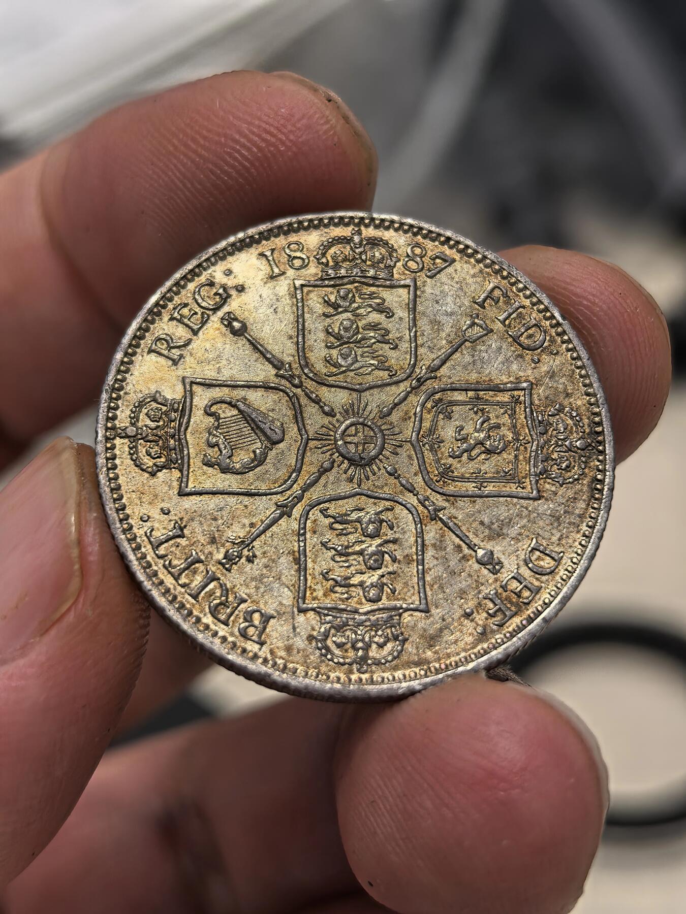 博洋堂世界钱币拍卖第140期（全场包邮） 英国1887年维多利亚女王高冠弗洛林银币，双面欧洲典雅爆金彩，AU55标准器