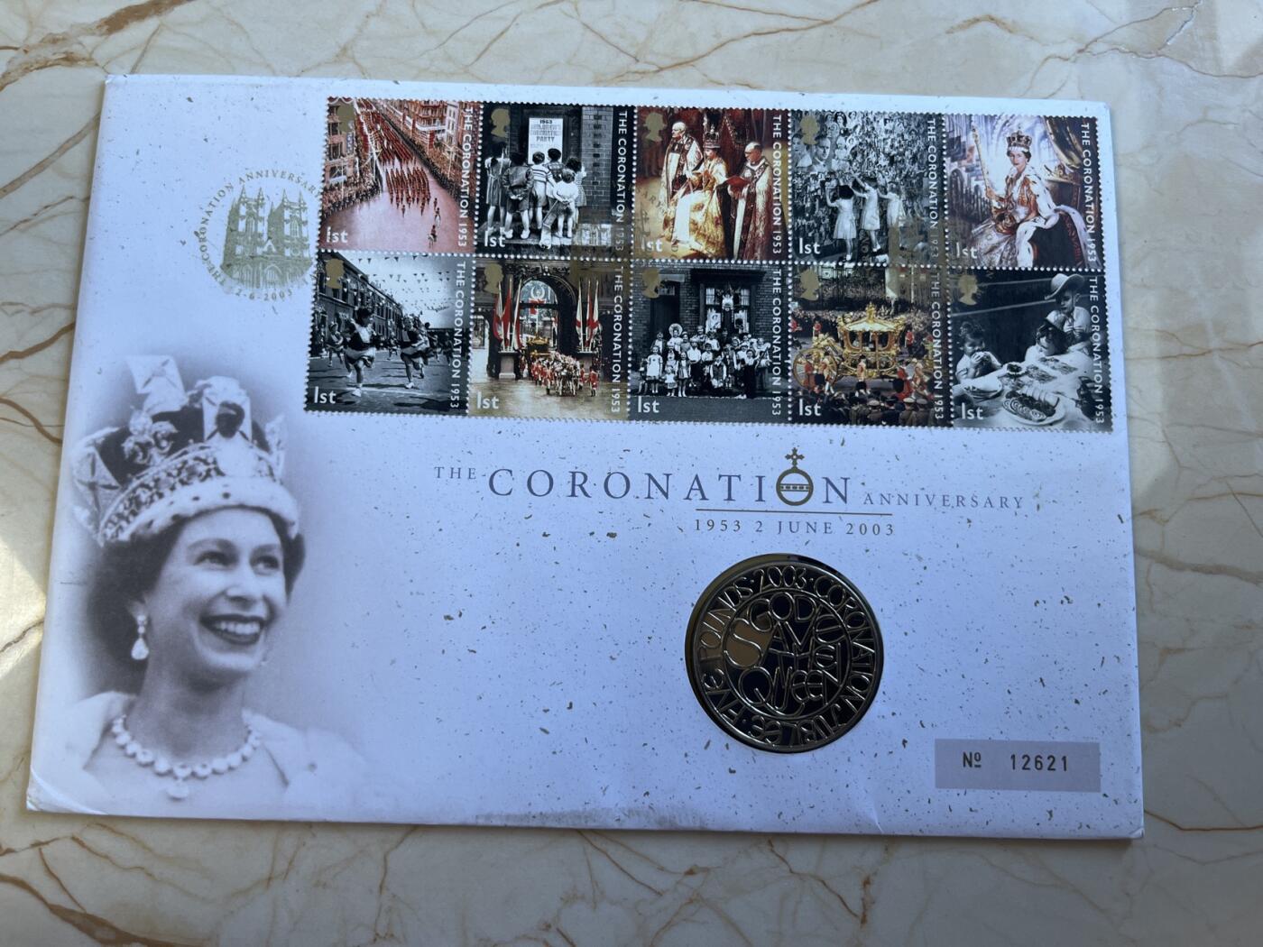 第175期拍卖【长期征集拍品】 英国 2003年伊丽莎白女王加冕50周年纪念币首日封