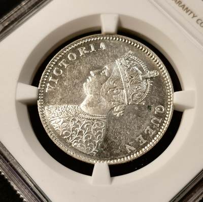 甄臻铺-世界币章拍卖（第34期），送拍享返佣金等优惠多多 NGC-MS63 英属印度1862年维多利亚头像卢比