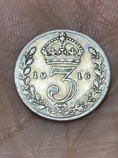 2025年第九十三场(总第一百一十九场）外国好品散币(免佣金) - 英国🇬🇧1916年3便士银币(乔治五世第一版，925高银)