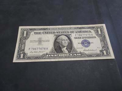 博彦收藏   10月11日 8点钱币专场 - 美国 1957年 蓝印1元 流通好品