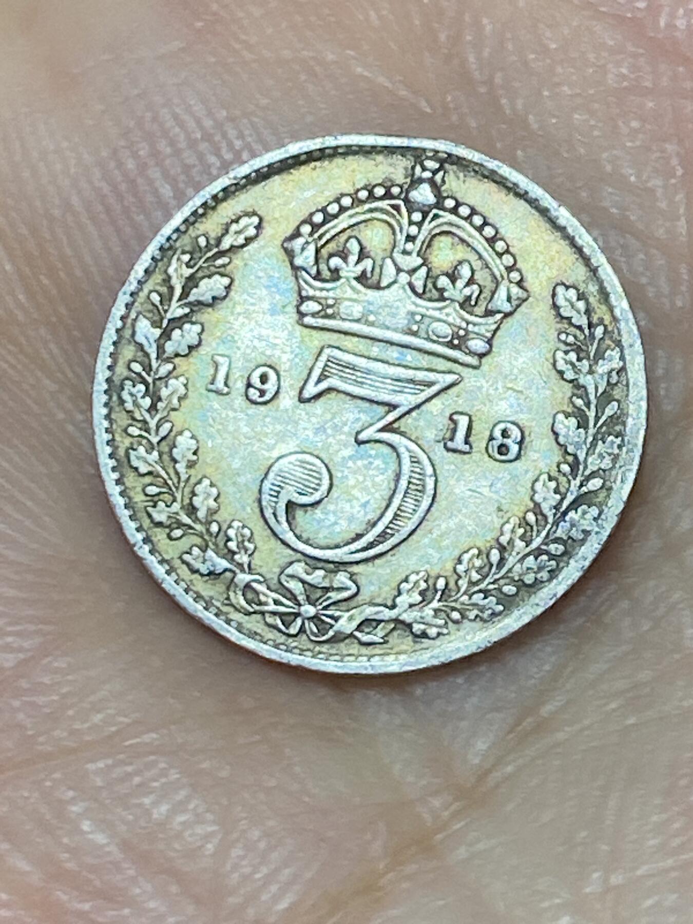 2025年第九十三场(总第一百一十九场）外国好品散币(免佣金) 英国🇬🇧1918年3便士银币(乔治五世第一版，925高银)