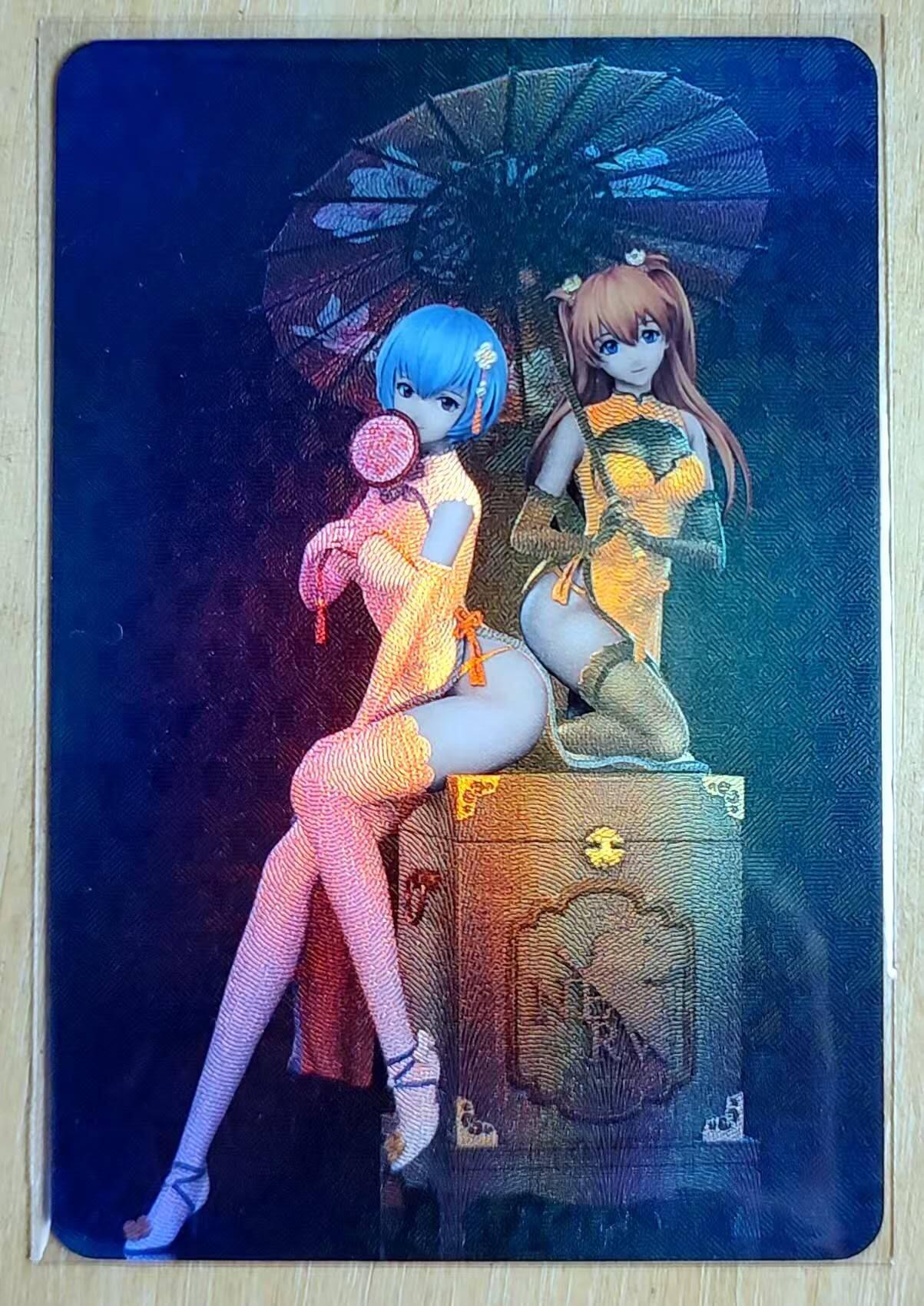 龙虎卡牌第五十五场 （无佣金，满120包邮，周六晚上结拍，欢迎送拍） 折光彩闪 EVA卡牌 手办卡 绫波丽&明日香