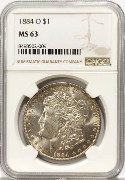 博洋堂世界钱币拍卖第140期（全场包邮） - NGC MS63 美国1884年摩根女神大银元，双面香槟金彩车轮爆光