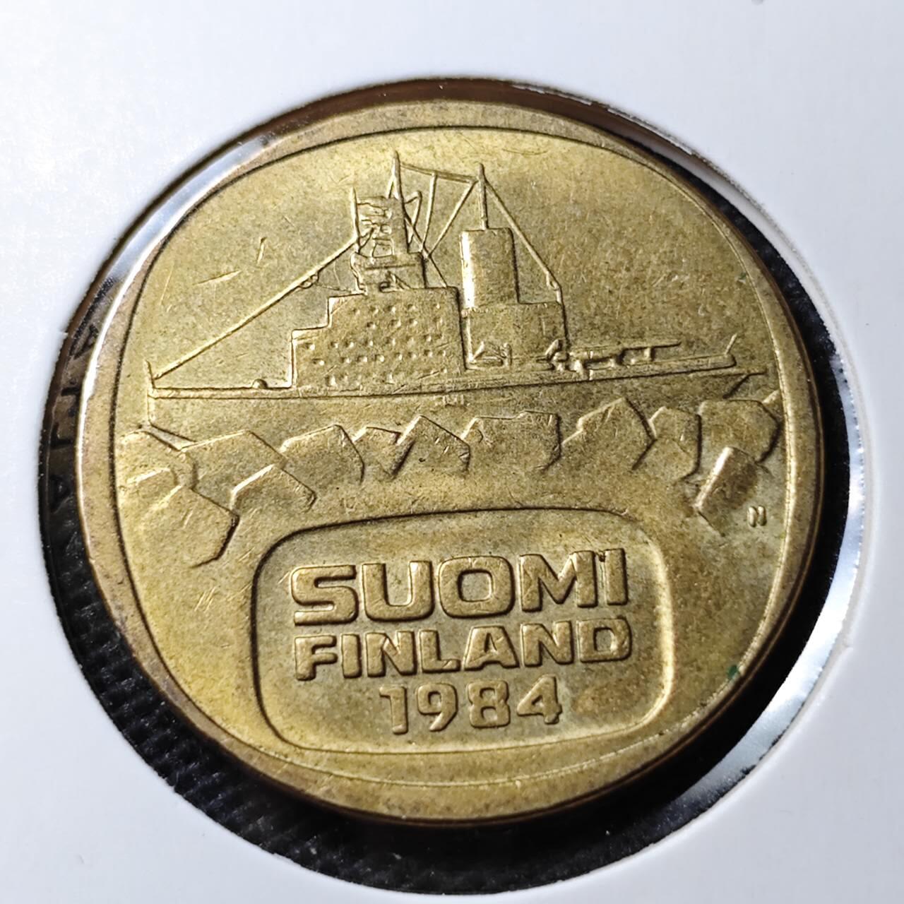 KK钱币收藏小铺 第339场 2月预留时间 周末发货 1984芬兰5马克破冰船