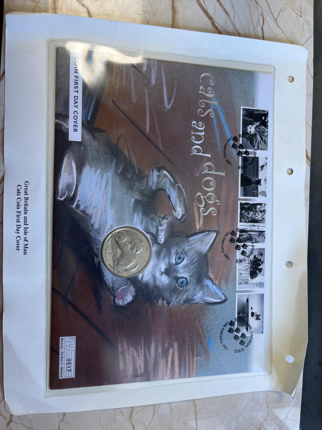 第175期拍卖【长期征集拍品】 马恩岛2000年世界名猫苏格兰折耳猫纪念币首日封