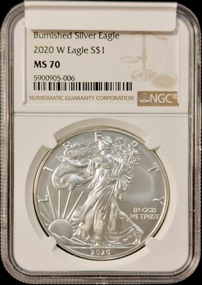 甄臻铺-世界币章拍卖（第34期），送拍享返佣金等优惠多多 - NGC MS70 美国2020-W 行走女神1美元鹰洋银币 西点厂特殊Burnished工艺 非普制币 满分版NGC指导价150刀