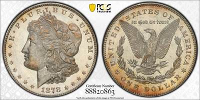 博洋堂世界钱币拍卖第140期（全场包邮） - PCGS MS63PL 摩根 1878 8TF P盒子标签错误 实际为 1878 7T reverse of 1878