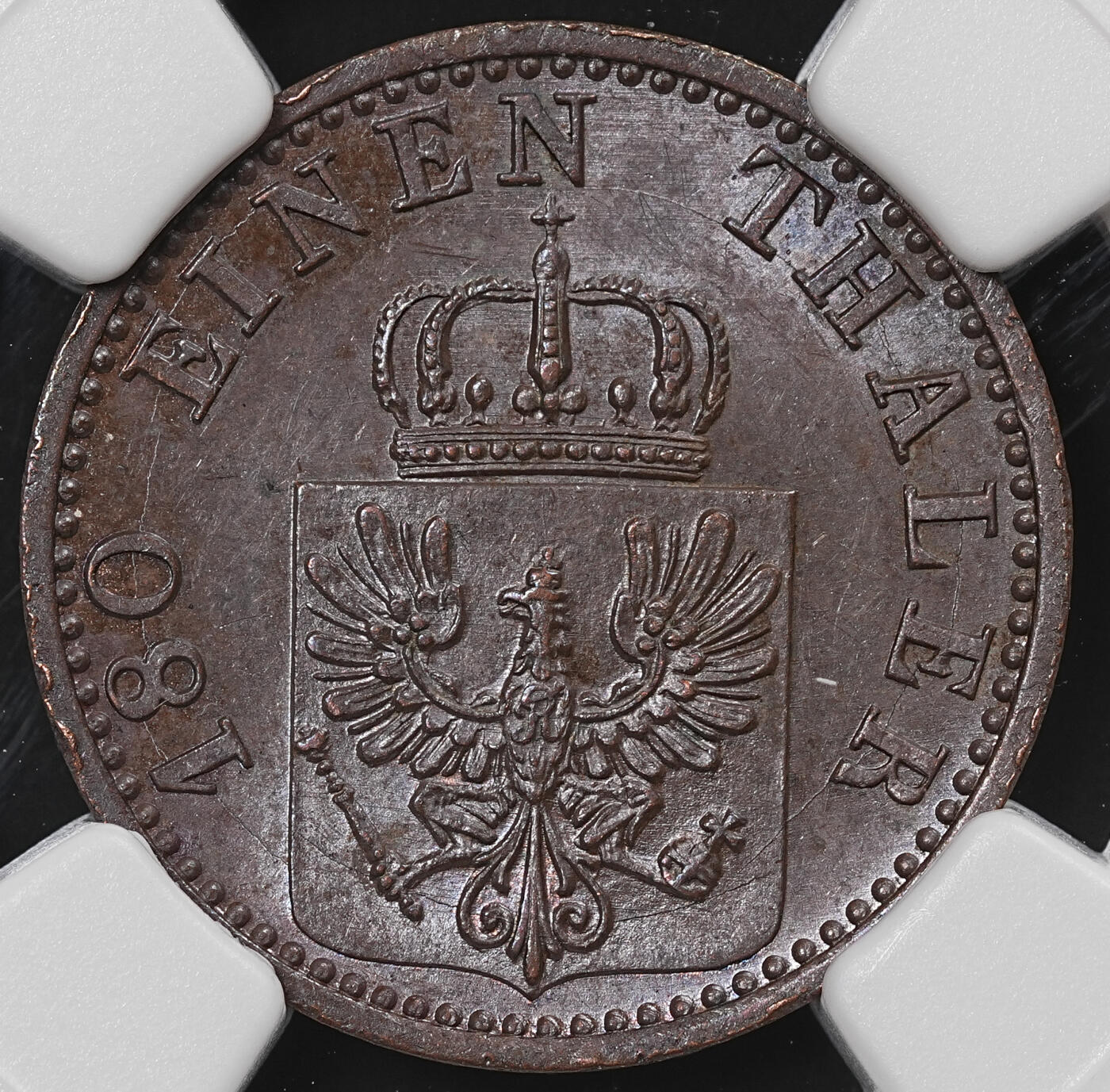 修遠堂世界钱币第八十五期 NGC MS63RB 1865年普鲁士1芬尼铜币