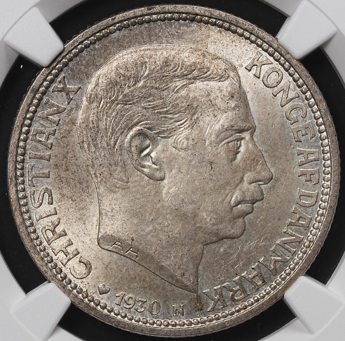 修遠堂世界钱币第八十五期 NGC MS64 1930年丹麦国王60大寿纪念2克朗银币