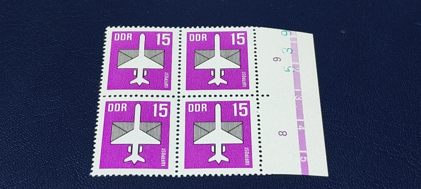 德国邮票专场，都是四方联 德国邮票四方联，1982年发行， 东德航空大飞机。品相如图
