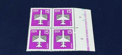 德国邮票专场，都是四方联 - 德国邮票四方联，1982年发行， 东德航空大飞机。品相如图