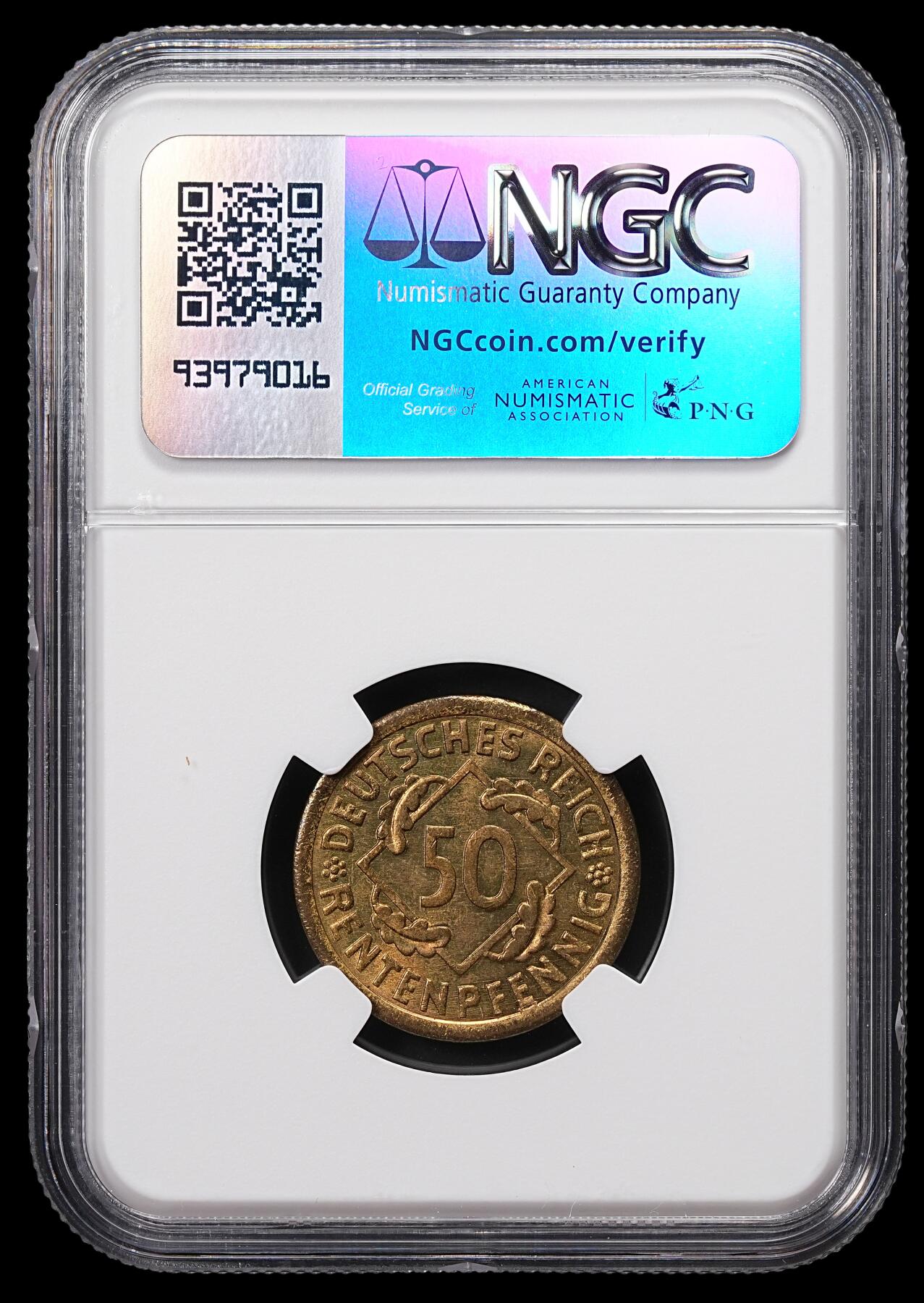 修遠堂世界钱币第八十五期 NGC MS65 1923年德国50芬尼 A厂铭
