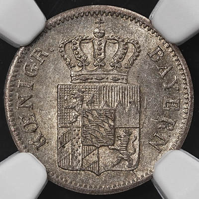 修遠堂世界钱币第八十五期 - NGC MS64 1852年巴伐利亚1克鲁泽