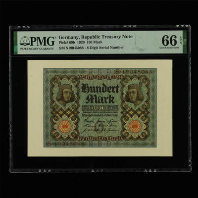 【亘邦集藏】第213期拍卖 - 1920年 德国100马克 PMG 66EPQ S19045088