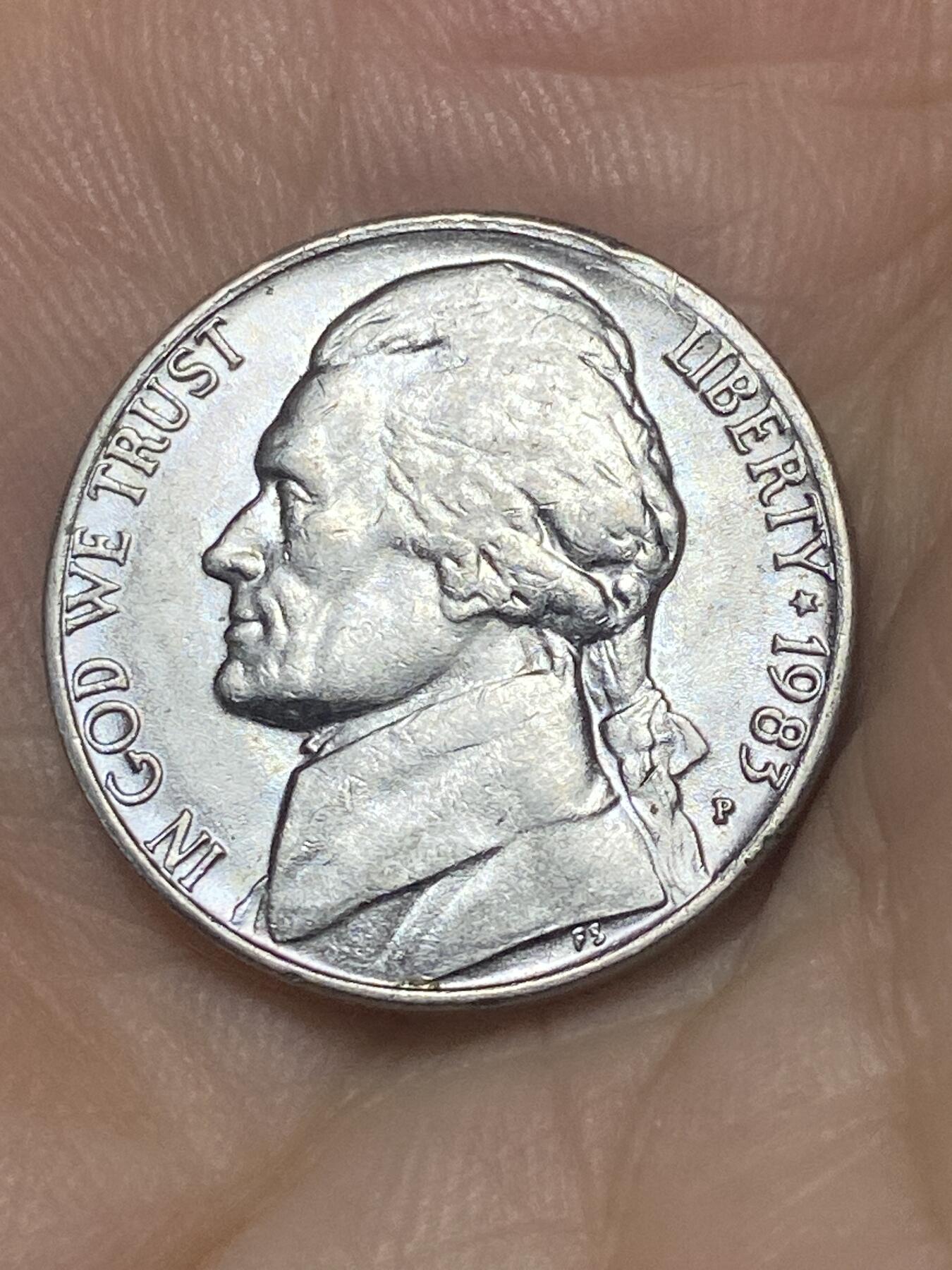 2025年第九十三场(总第一百一十九场）外国好品散币(免佣金) 好品–美国🇺🇸1983年5分(杰斐逊5分，第三版P标费城造)