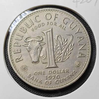 KK钱币收藏小铺 第342场 2月预留时间 周末发货 - 1970圭那亚1元 农粮纪念币