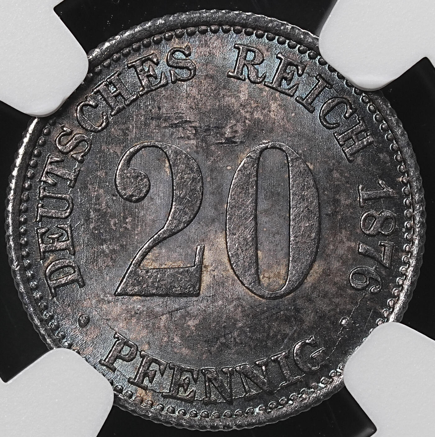 修遠堂世界钱币第八十五期 NGC MS62 1876年德国20芬尼银币 E厂铭
