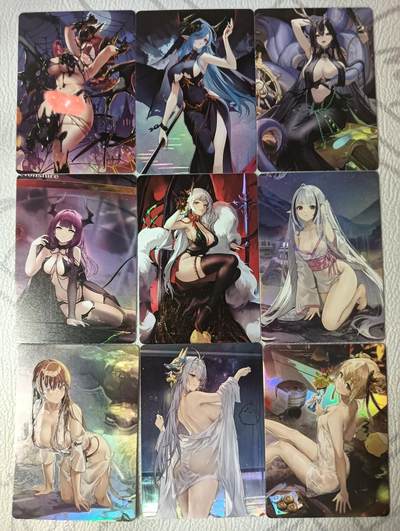 花开卡拍第39期（9月21号周日截拍，品控勿拍!!!拍品不寄存，运费5元，自制卡难免瑕疵，可能存在轻微撞角爆边等出厂瑕疵，品控介意勿拍！） - 姬卡碧蓝航线彩闪9张