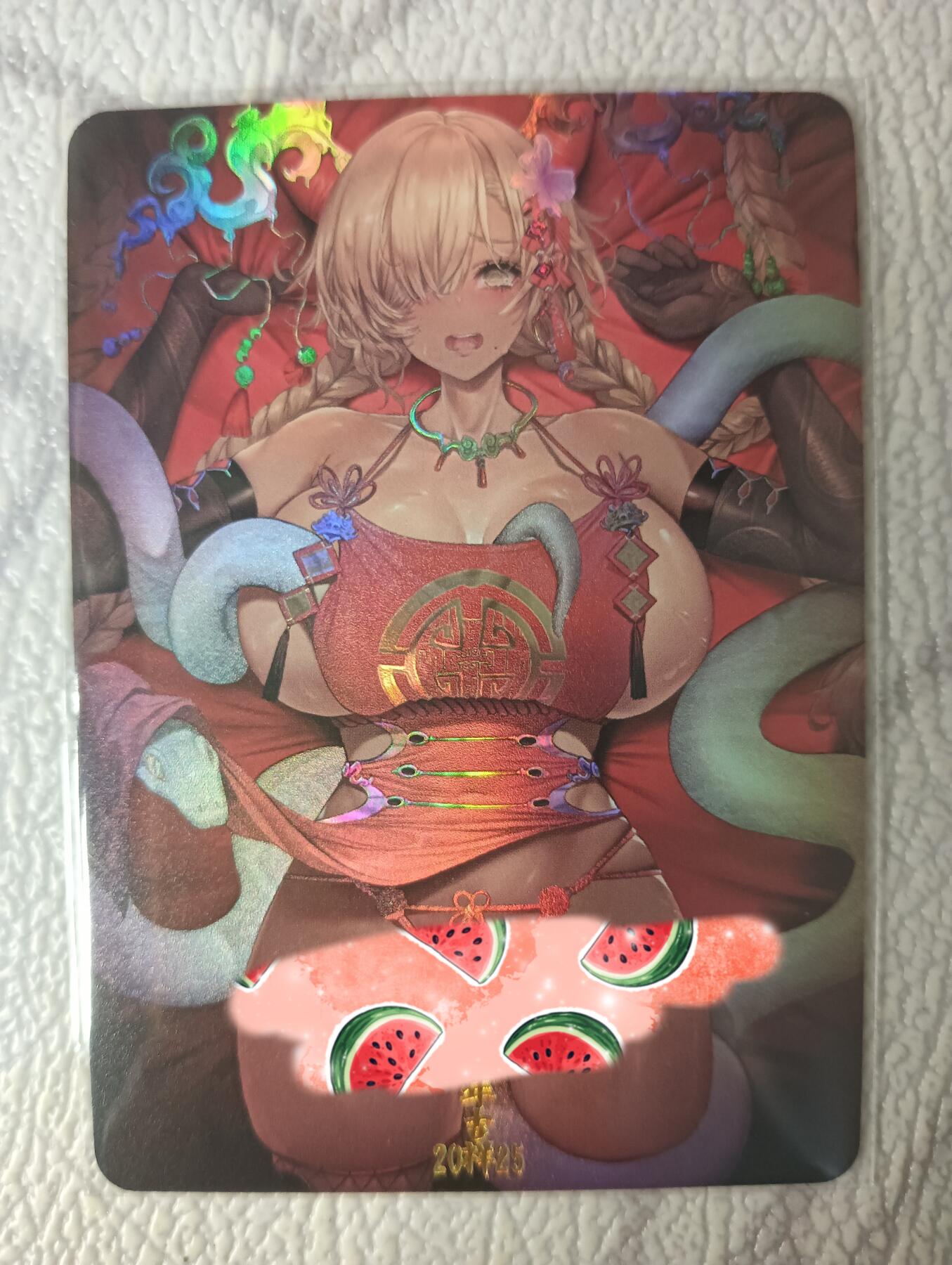 花开卡拍第39期（9月21号周日截拍，品控勿拍!!!拍品不寄存，运费5元，自制卡难免瑕疵，可能存在轻微撞角爆边等出厂瑕疵，品控介意勿拍！） 动漫美女卡牌 2025年蛇年纪念特卡 彩闪 清凉版