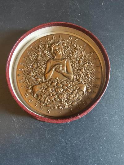 老王徽章第150期 - 法国1964年巴黎综合农业竞赛大铜章    带盒子    直径60mm   重量107.1g