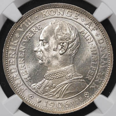 修遠堂世界钱币第八十五期 - NGC MS65 1906年丹麦国王更迭纪念2克朗银币