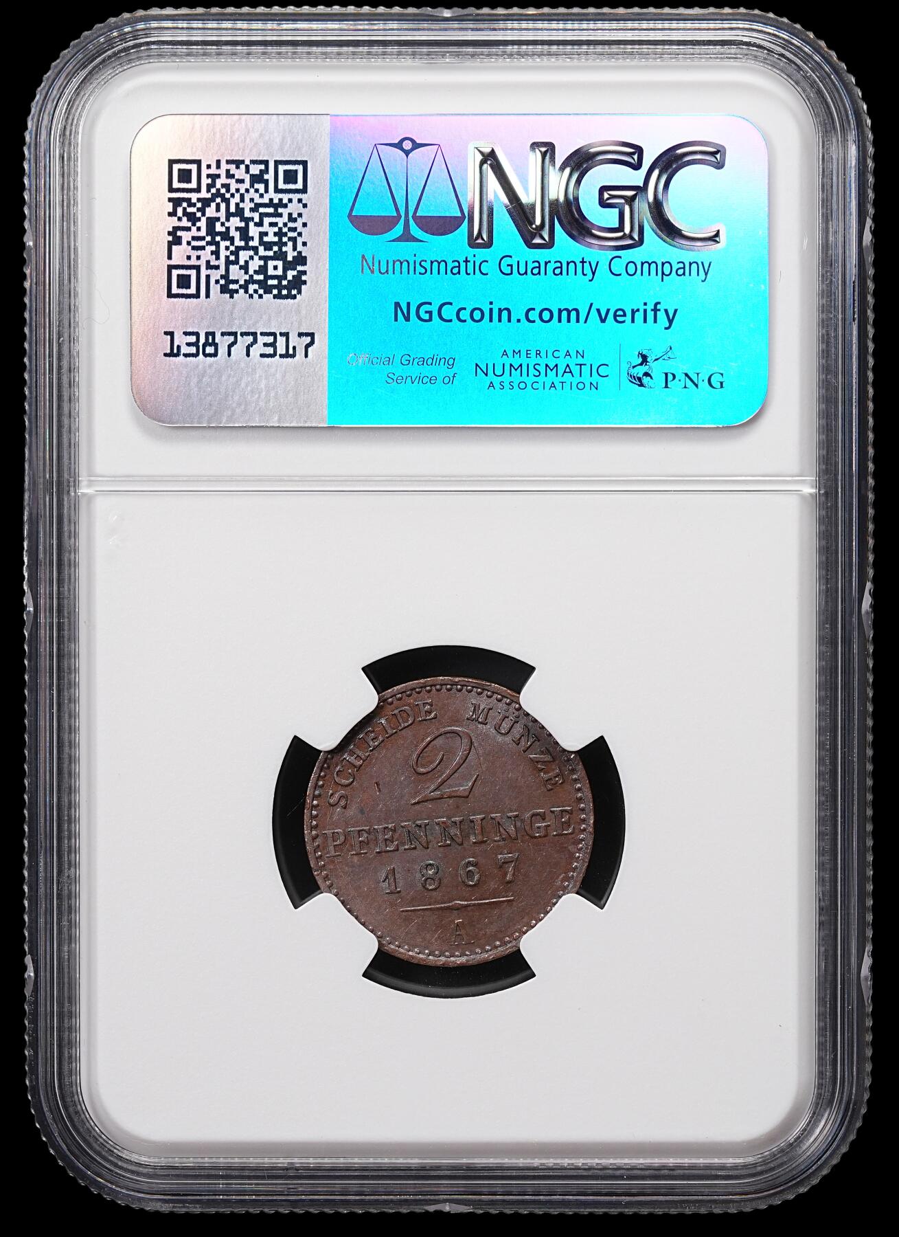 修遠堂世界钱币第八十五期 NGC MS62BN 1867年普鲁士2芬尼铜币