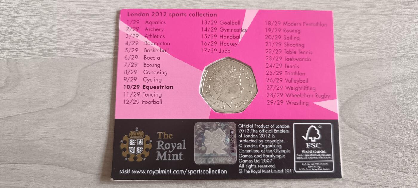 如意阁钱币场第二十场（含顾客送拍品） 英国2012伦敦奥运会马术50便士纪念币（全新）