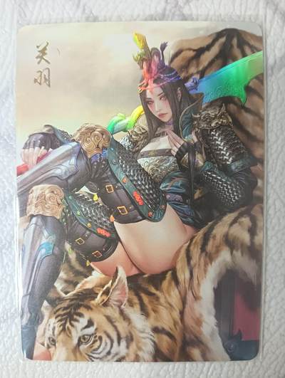 花开卡拍第39期（9月21号周日截拍，品控勿拍!!!拍品不寄存，运费5元，自制卡难免瑕疵，可能存在轻微撞角爆边等出厂瑕疵，品控介意勿拍！） - 燎原卡牌 三国姬-关羽 金彩
