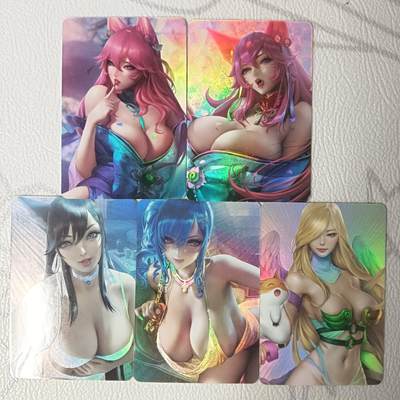 花开卡拍第39期（9月21号周日截拍，品控勿拍!!!拍品不寄存，运费5元，自制卡难免瑕疵，可能存在轻微撞角爆边等出厂瑕疵，品控介意勿拍！） - 妹卡套卡 彩闪5张
