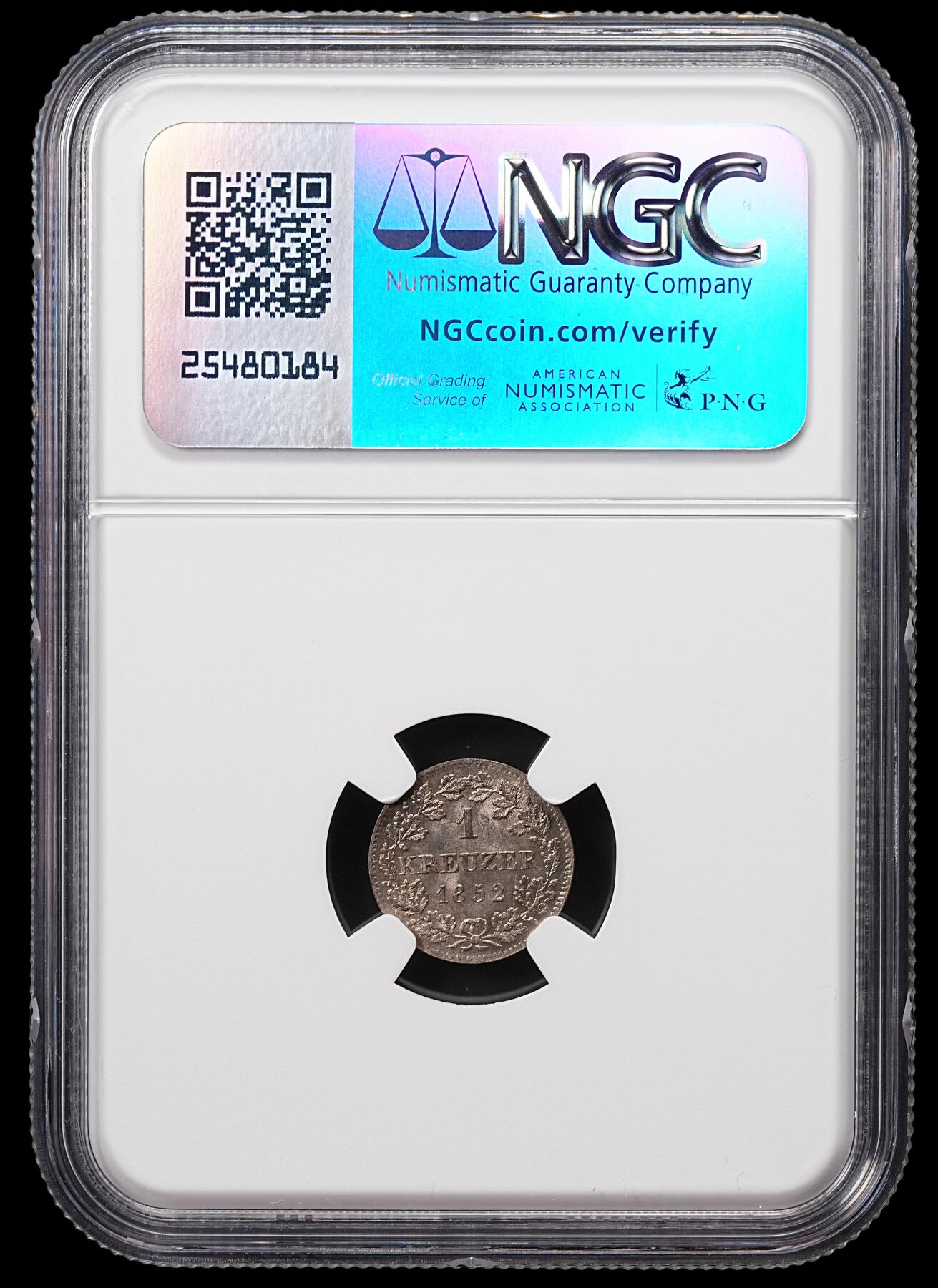 修遠堂世界钱币第八十五期 NGC MS64 1852年巴伐利亚1克鲁泽