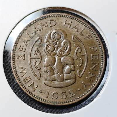KK钱币收藏小铺 第341场 2月预留时间 周末发货 - 1952新西兰1/2半便士铜币