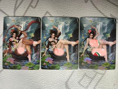 花开卡拍第39期（9月21号周日截拍，品控勿拍!!!拍品不寄存，运费5元，自制卡难免瑕疵，可能存在轻微撞角爆边等出厂瑕疵，品控介意勿拍！） - 卡颜月色 风雅颂 郑旦 3张彩闪，第三张是艺术版