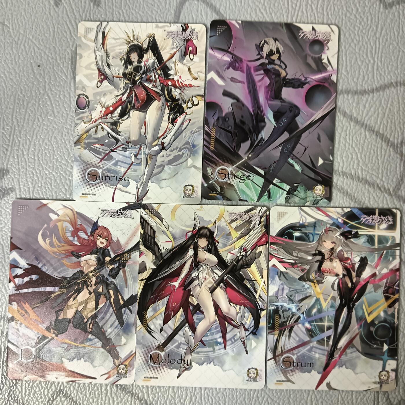 花开卡拍第39期（9月21号周日截拍，品控勿拍!!!拍品不寄存，运费5元，自制卡难免瑕疵，可能存在轻微撞角爆边等出厂瑕疵，品控介意勿拍！） 姬卡交错战线彩闪5张