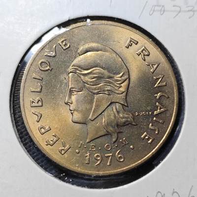 KK钱币收藏小铺 第340场 2月预留时间 周末发货 - 1976法属新喀里多尼亚100法郎 好品