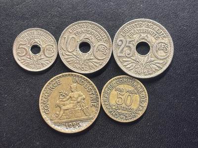 邮泉阁限时拍卖第二十五场 各国硬币专场（硬币在国外） - 法国第三共和国5枚