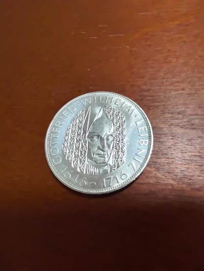 长老汇蛇年精选第四十八场拍卖 - 1966西德莱布尼茨逝世250周年5马克银币，11.2克625银
