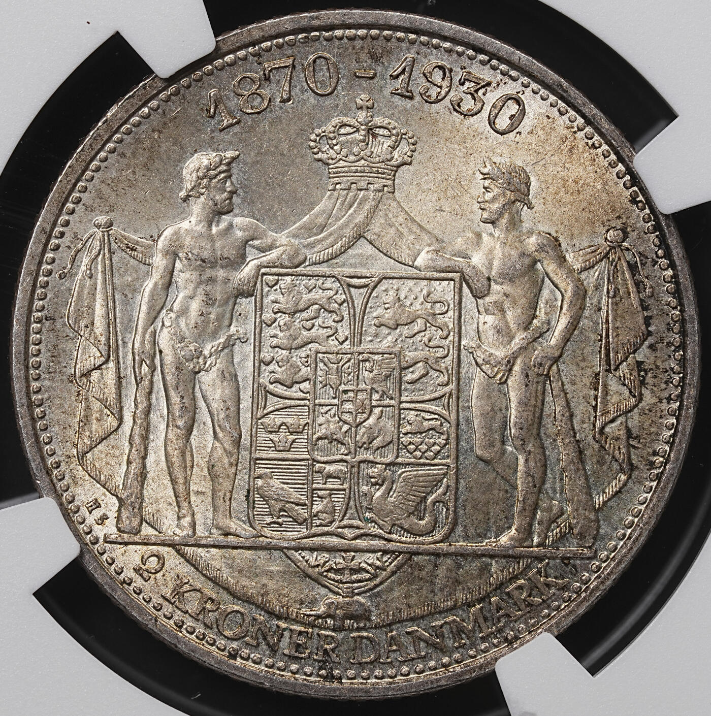 修遠堂世界钱币第八十五期 NGC MS64 1930年丹麦国王60大寿纪念2克朗银币