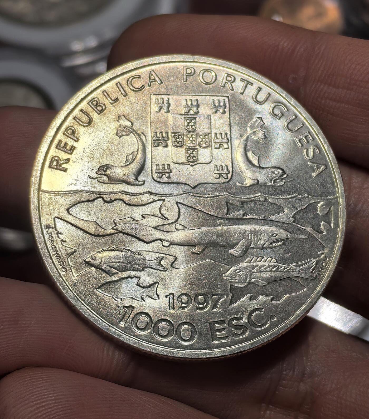 南宋泉阁俄币 外币 国币 专场第十七期 国庆中秋大拍 10.9发货【送拍无额外佣金】 葡萄牙 1997年 1000埃斯库多大银币 28g 500银 好品