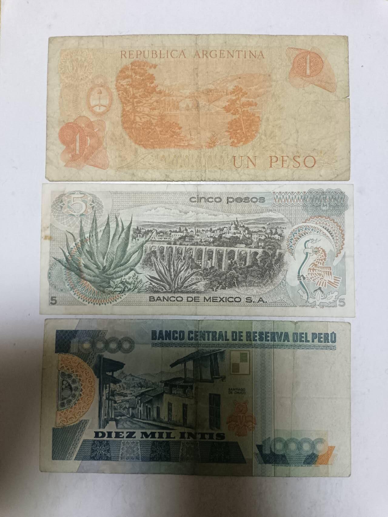 【20250923】非全新纸币第288场 南美洲国家3张纸币，有微裂