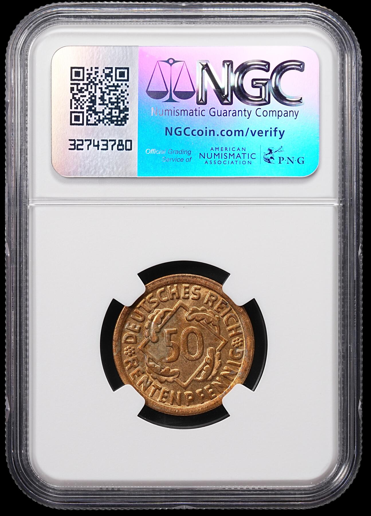 修遠堂世界钱币第八十五期 NGC MS64 1924年德国50芬尼 D厂铭