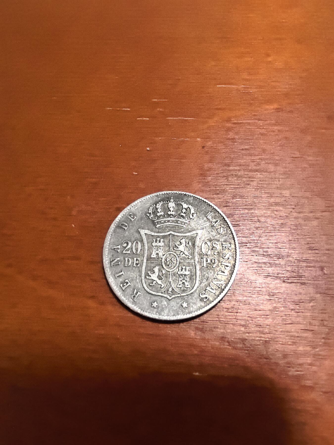 长老汇蛇年精选第四十八场拍卖 1868西属菲律宾伊莎贝拉二世20分银币，5.19克900银，40多万枚，马尼拉造币厂