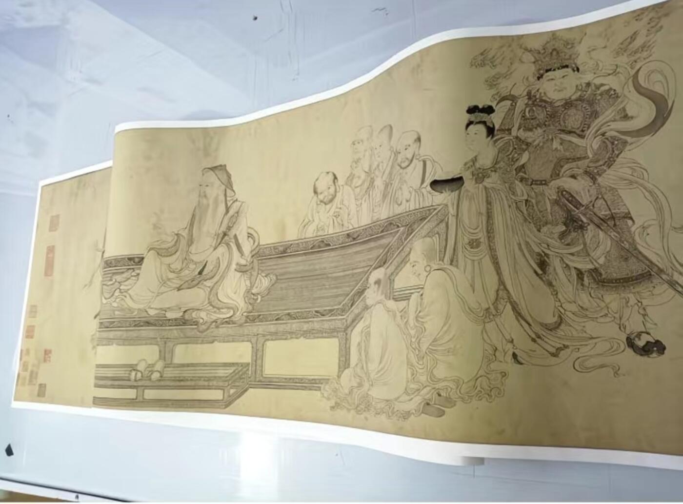 古玩杂相专场《4》 李公麟维摩演教图 29*165cm