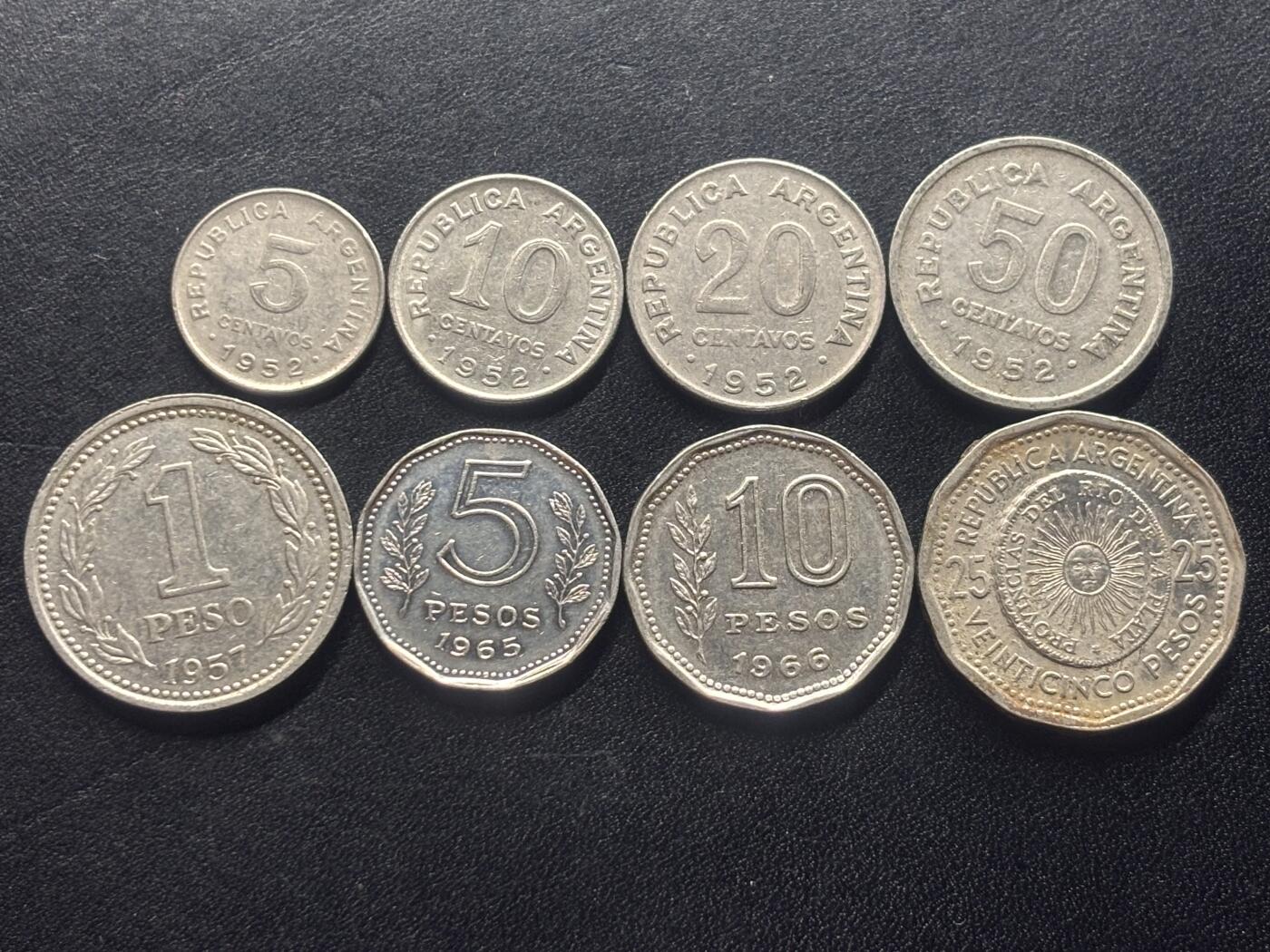 邮泉阁限时拍卖第二十五场 各国硬币专场（硬币在国外） 阿根廷1950-60年代8枚