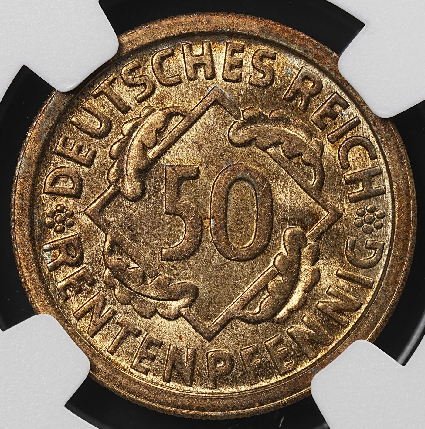 修遠堂世界钱币第八十五期 NGC MS64 1923年德国50芬尼 D厂铭 少见厂铭 仅10余万枚铸造量
