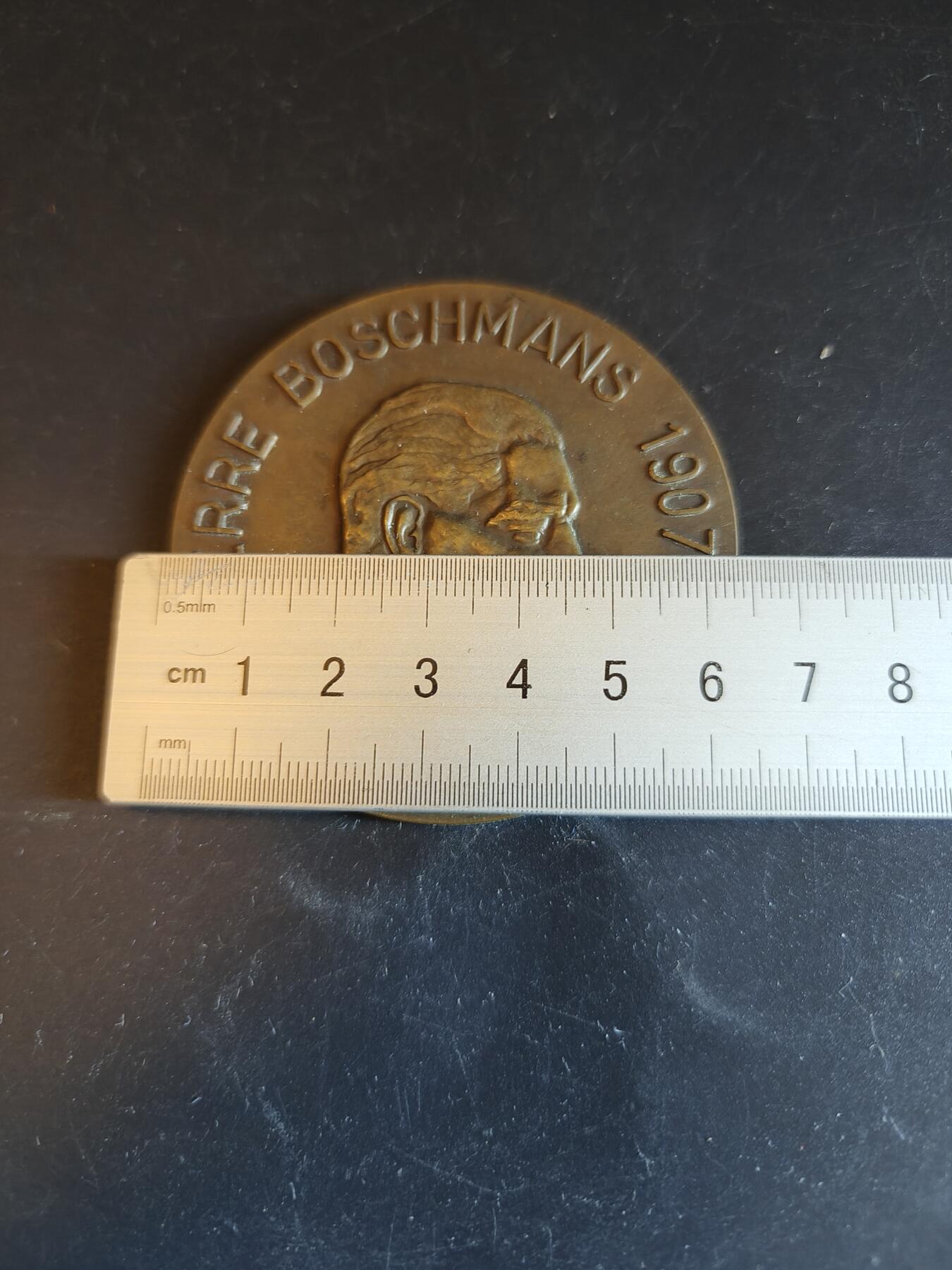 老王徽章第150期 比利时皮埃尔·博斯克曼斯大铜章    直径64mm    重量71.2g     皮埃尔·博斯克曼斯是一位比利时化学家，以其在化学领域的贡献而闻名
