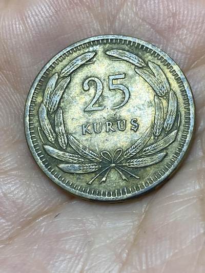 2025年第九十三场(总第一百一十九场）外国好品散币(免佣金) - 土耳其🇹🇷1956年25库鲁(建国后第四套，关门年)