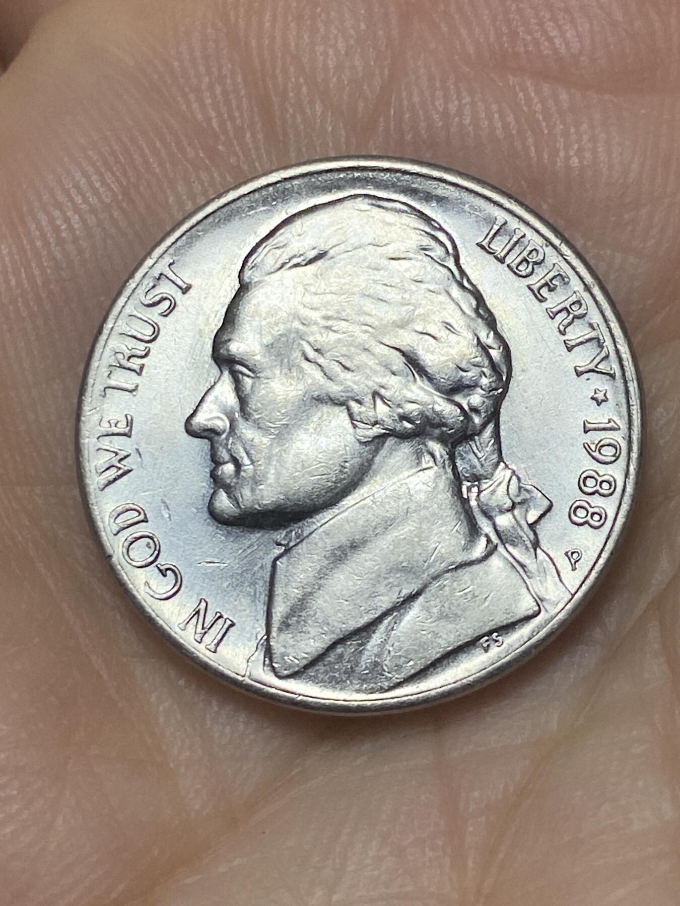 2025年第九十三场(总第一百一十九场）外国好品散币(免佣金) 好品–美国🇺🇸1988年5分(杰斐逊5分，第三版P标费城造)